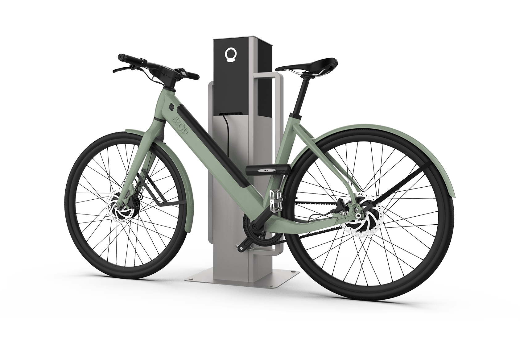 Diagram of an Amp Post secure micromobility charging station